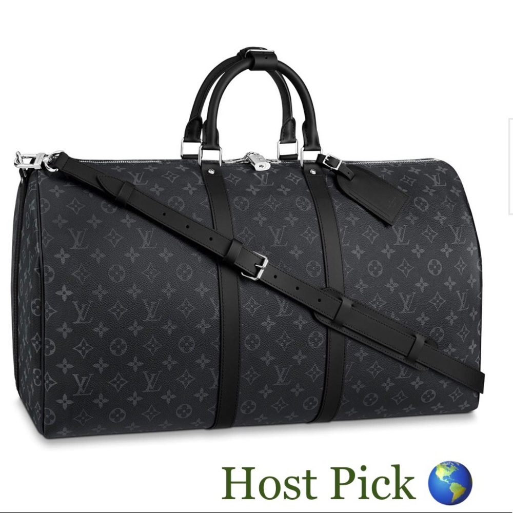 Louis Vuitton Black Logo Keepall 55 Bandouliére - Picture 1 of 7